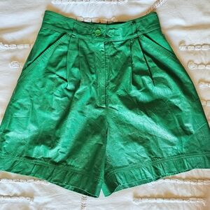 Vintage Green Leather Shorts